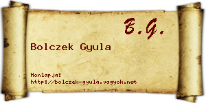 Bolczek Gyula névjegykártya